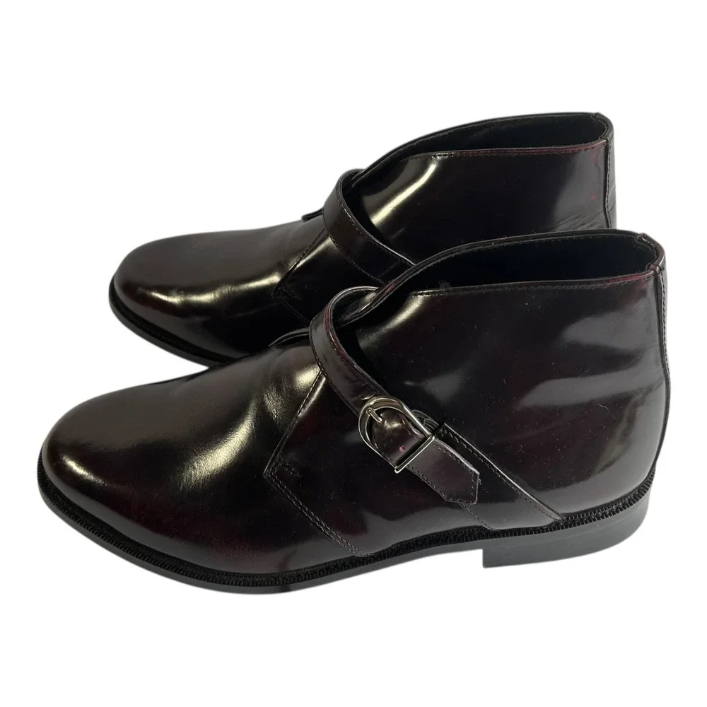 The Royal Tailor Burgundy Monk Strap Ankle Boots Men's Size 11.5 Leather